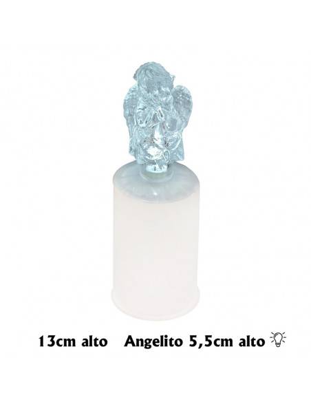 Velon A Pilas Intermitente Angel Trasparente Con Base