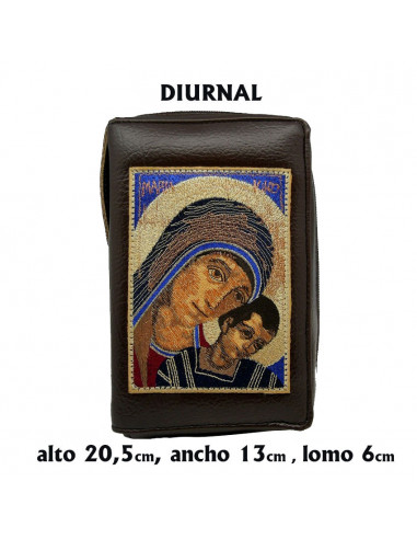 Funda Diurnal Piel Con Cremallera Bordada Virgen Neocatecumenal