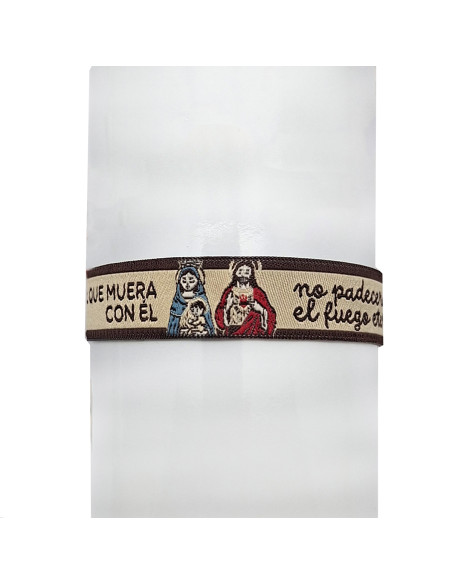 Pulsera Tela Bordada Escapulario 1.4 x 32 cm