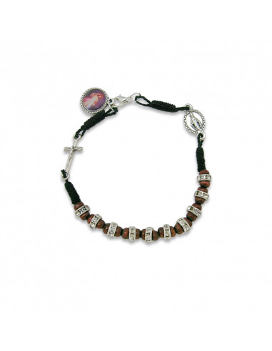 Pulsera Cordon Negro Madera Con...