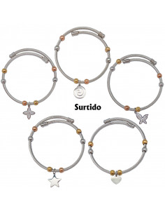Pulsera Cuerda Negra Madera...