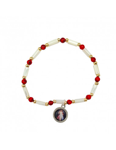 Pulsera Elastica tubos nacar con...