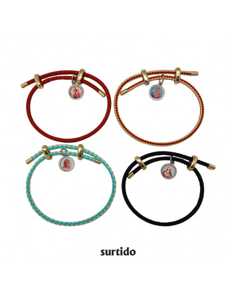 Pulsera Cordon Acero Varios Colores Con Cierre Y Finales Dorados