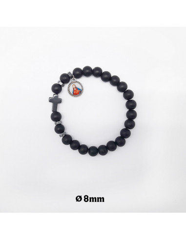 Pulsera Elastica Madera 8Mm Negra Con...