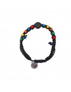 Pulsera Cuerda Negra Madera...