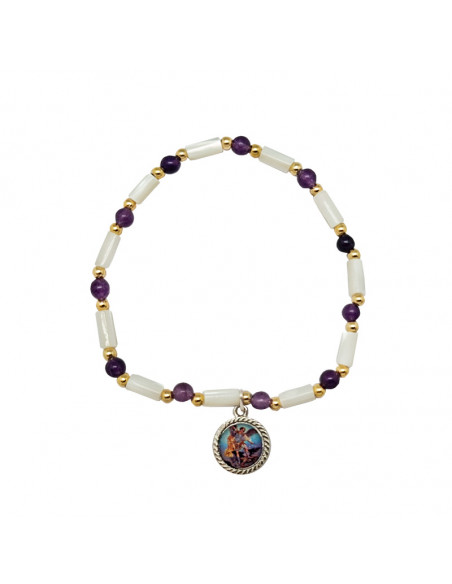 Pulsera Elastica Tubos Nacar Con Piedras 5Mm 3 Colores Surtidos