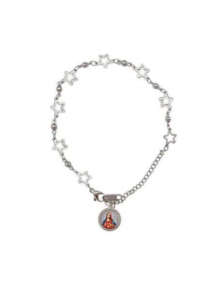 Pulsera Acero San Benito Medallas Redondas 10Mm