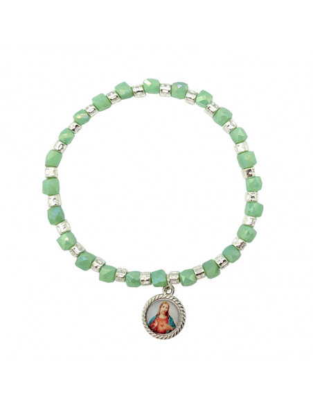 Pulsera Elastica Cristal Opaco 6Mm Con Discos En 3 Colores Surtidos