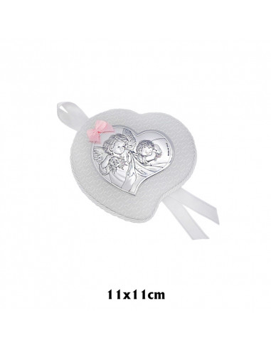 Medalla Cuna Plata Corazon Lazo Rosa...