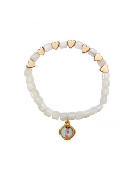 Pulsera Cuerda Trenzada Con Cruz Central Acero Y Bolitas Colores Surtidos