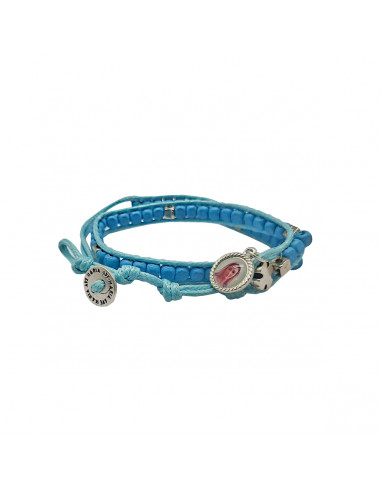 Pulsera Rosario Madera Celeste 5Mm...