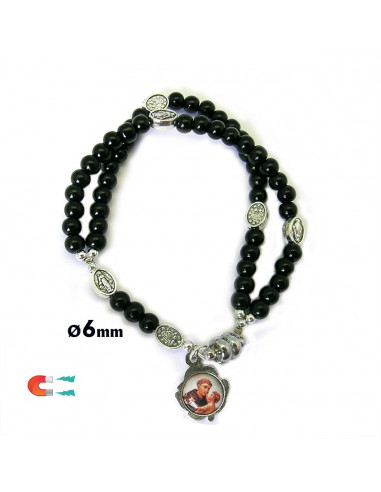 Pulsera Rosario Cristal Liso Negro...