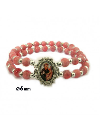Pulsera Cristal Elastica Doble Rosa...