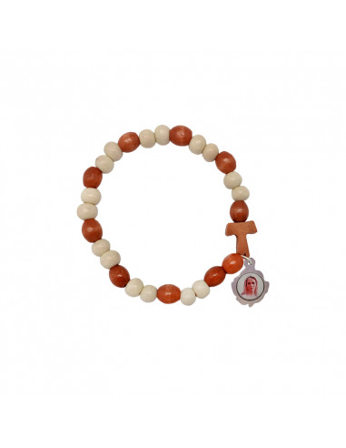 Pulsera Elastica Madera 6Mm Blanca Y...