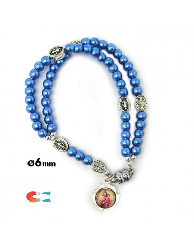 Pulsera Rosario Cristal Liso Azul 5Mm...