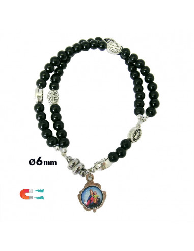 Pulsera Rosario Cristal Liso Negro...