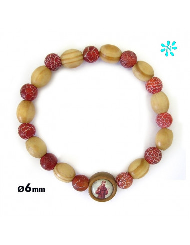 Pulsera Elastica 8Mm Piedra Roja Y...