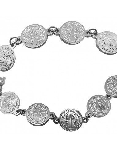 Pulsera Acero San Benito Medallas...