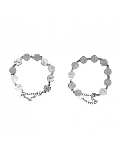 Pulsera Acero San Benito Medallas...