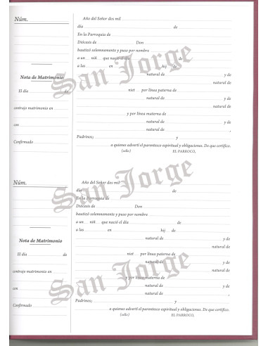 Libro Registro Bautismo
