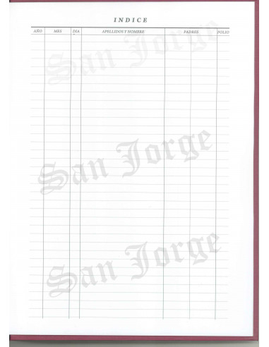 Libro Registro Bautismo