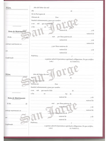 Libro Registro Bautismo