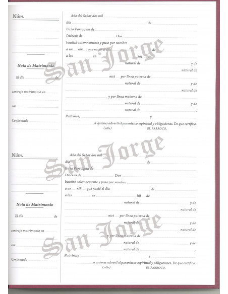 Libro Registro Bautismo