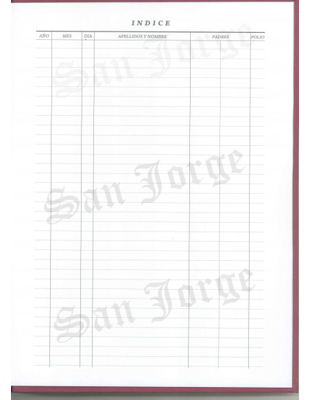 Libro Registro Bautismo